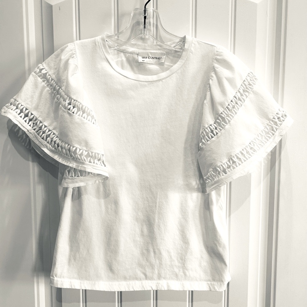 Anthropologie White Cotton Top with Flowing Sleeves - Picture 2 of 4